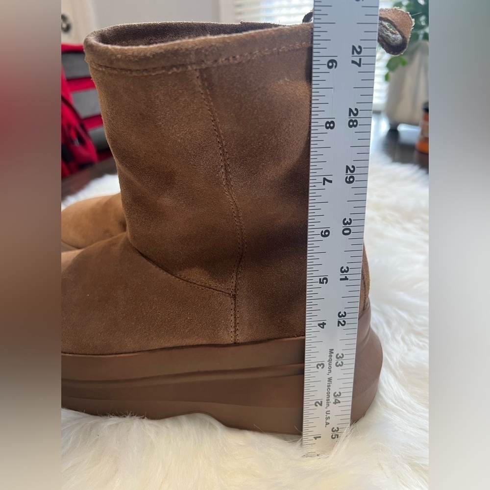 Zara Women's Suede Chunky Platform Winter Ankle Boots Tan Sherpa size 39 - Picture 9 of 12